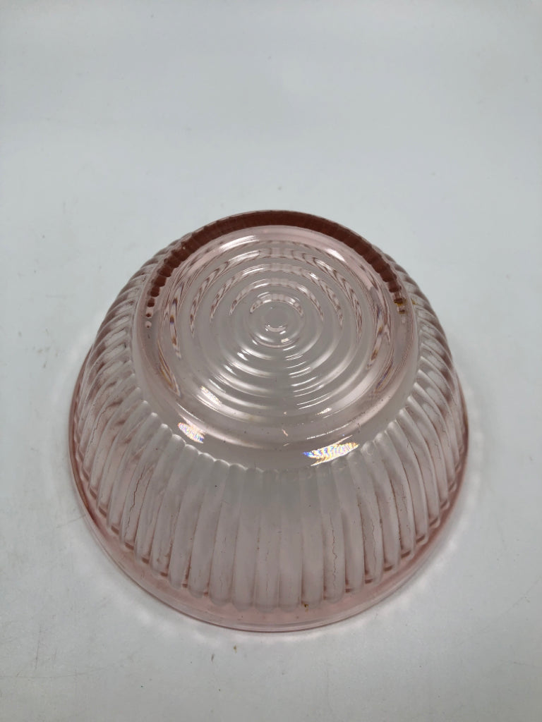 PINK COVERED GLASS BOWL.