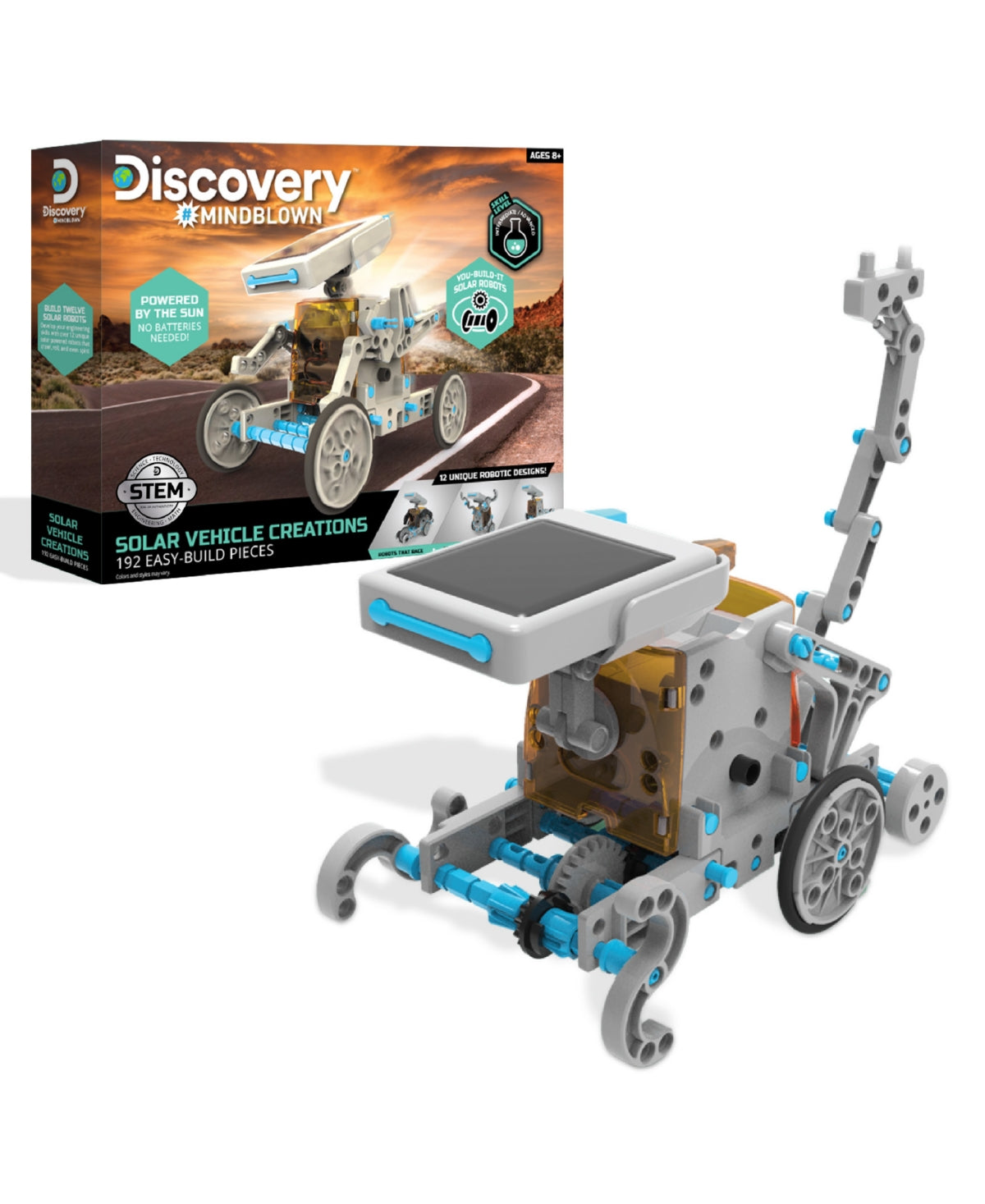 Discovery #Mindblown STEM 12-in-1 Solar Robot Creation 197-Piece Kit with Workin