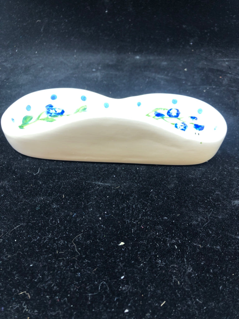 IF YOU WERE GLASSES -WHITE W BLUE FLORAL HOLDER.