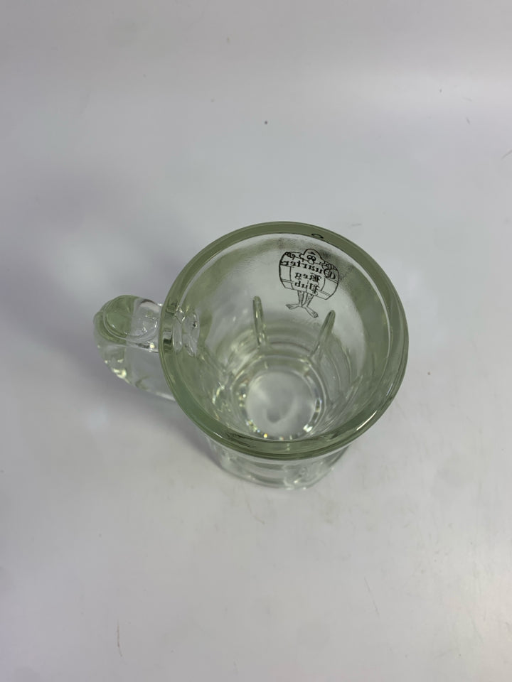 QUARTER KEG PUB CLEAR HEAVY GLASS MUG.
