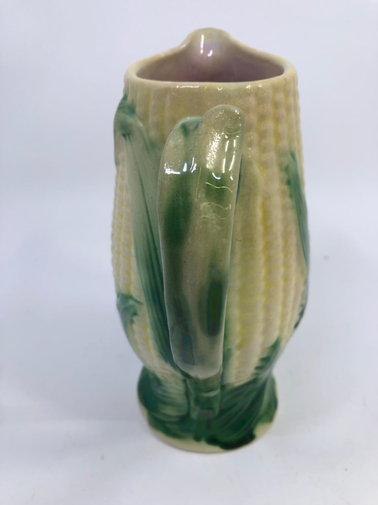 VTG MAJOLICA CORN PITCHER.