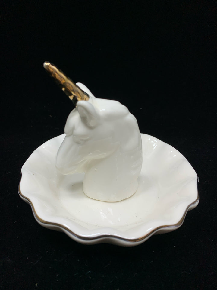 UNICORN RING HOLDER W/GOLD DETAILS.