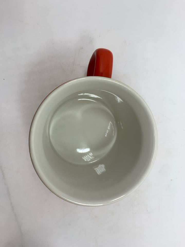 RED CORNING WARE SOUP MUG W/LID.