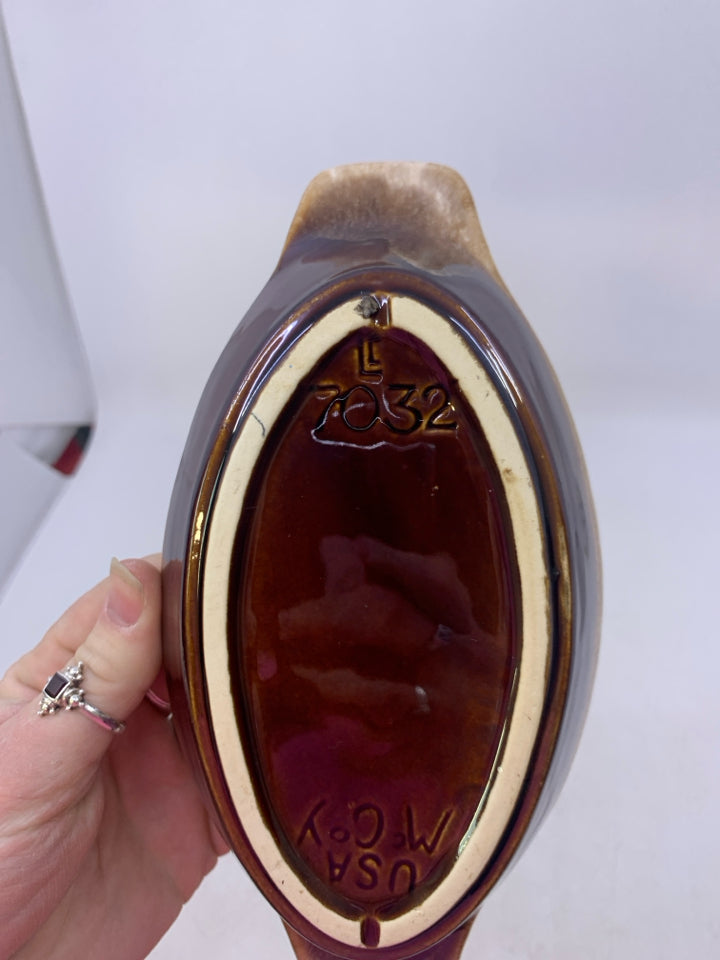 VTG SMALL OVAL BAKER BROWN DRIP GLAZE.