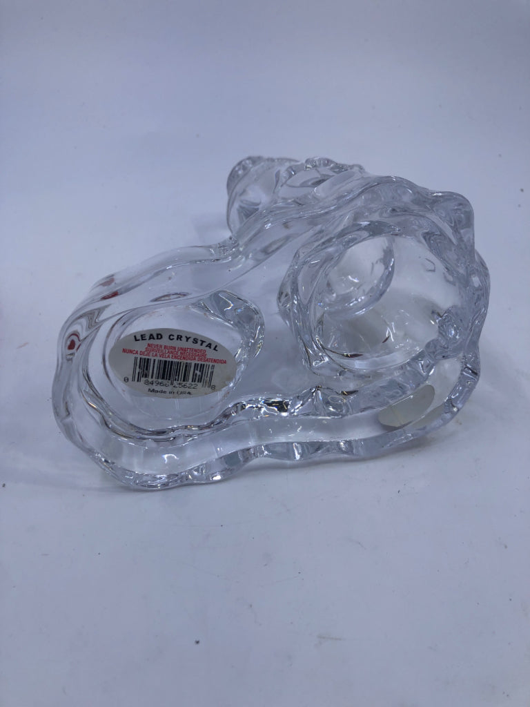 HEAVY CRYSTAL SNOWMAN VOTIVE HOLDER.