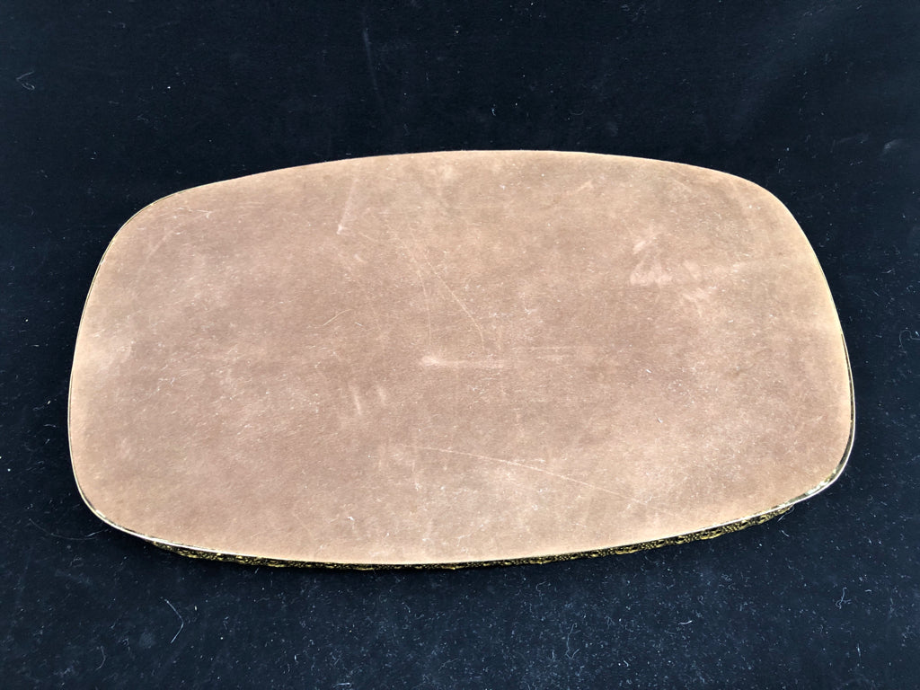 OVAL GOLD FRAMED MIRROR TRAY.