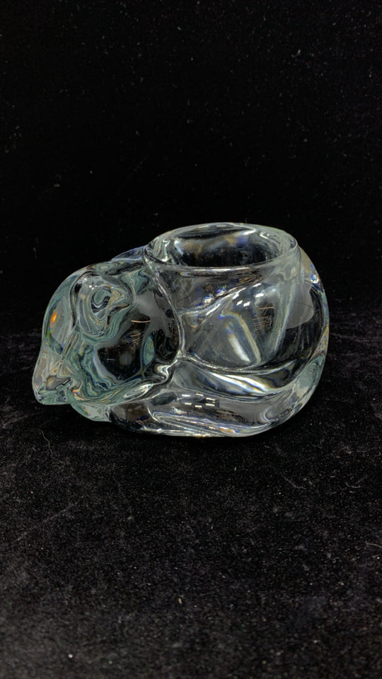 GLASS CAT VOTIVE HOLDER.