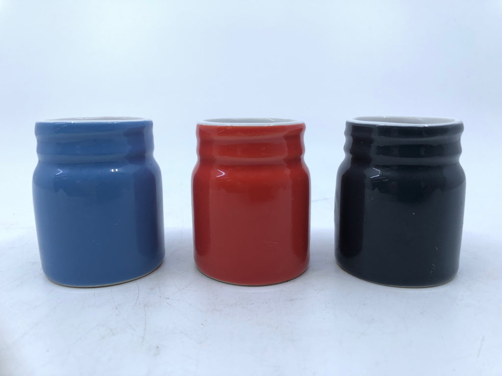 3 MASON JAR SHOT GLASSES.