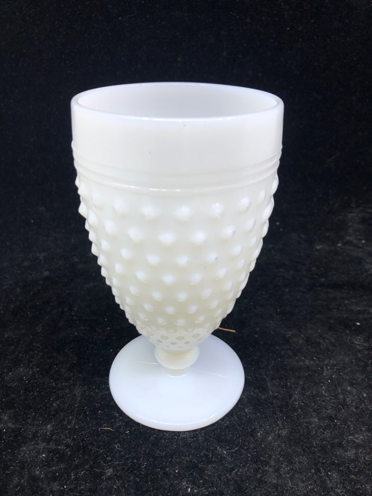2 VTG WHITE FOOTED HOBNAIL GLASSES.