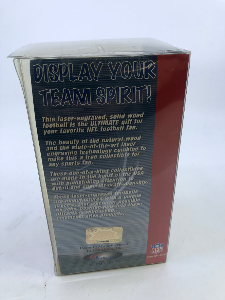 2005 PATRIOTS CHAMPIONS LASER ETCHED WOOD FOOTBALL.