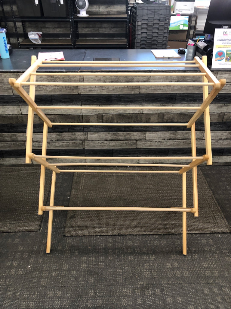 FOLDING WOODEN DRYING RACK.