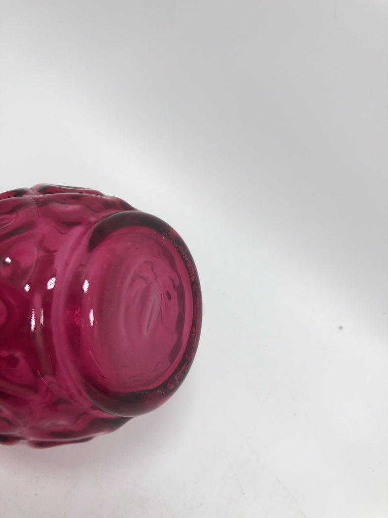 VTG PINK GLASS "JACK-IN-THE-PULPIT" VASE.