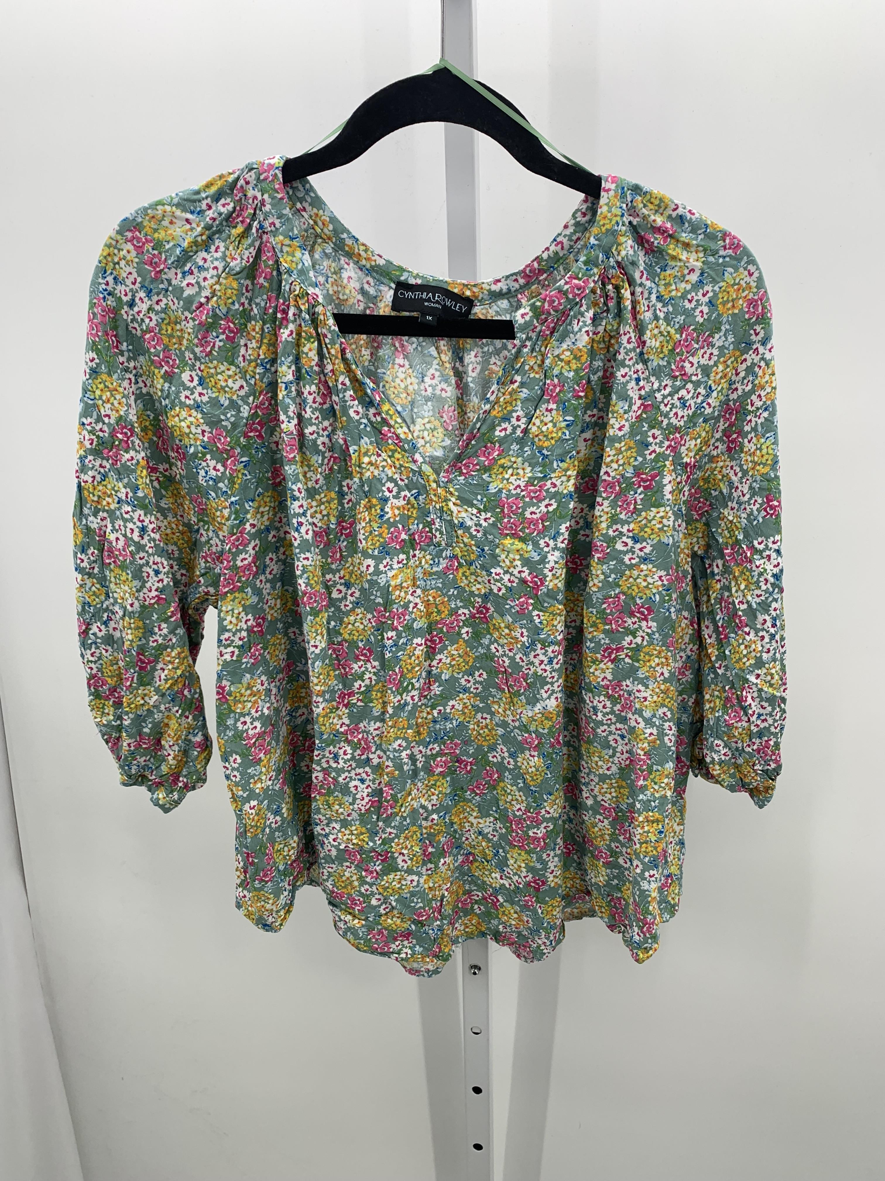 Cynthia Rowley Size 1X Womens 3/4 Sleeve Shirt