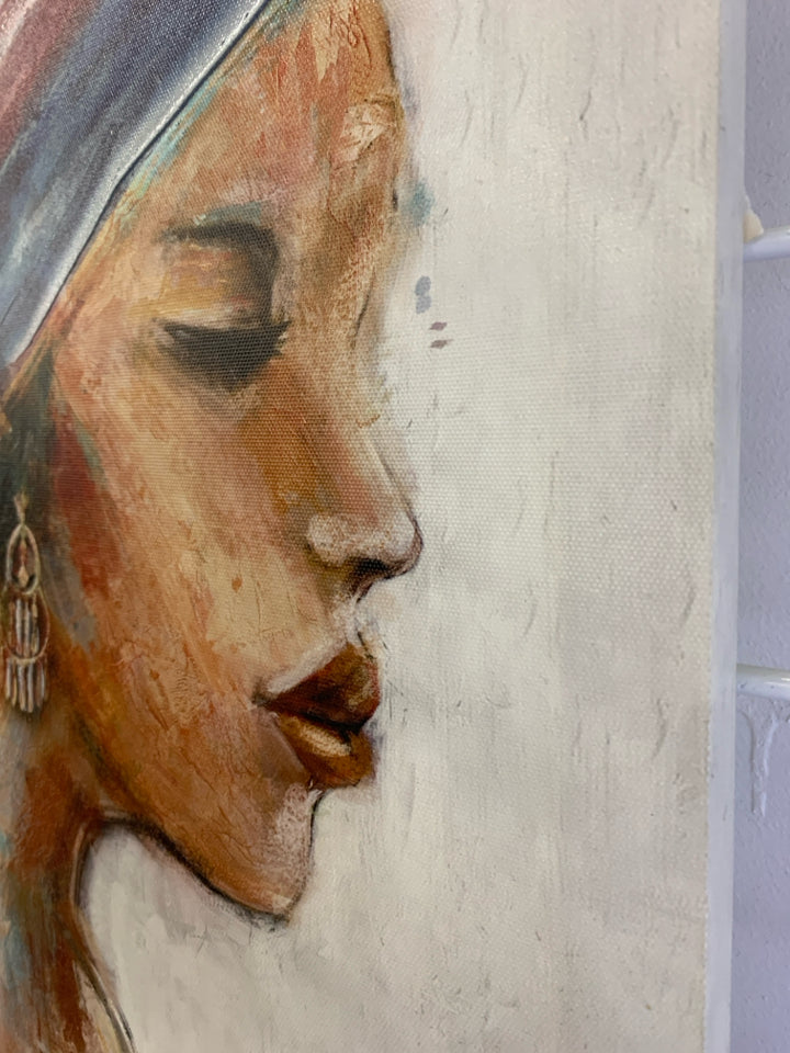 WOMAN W/ HEAD DRESS WALL CANVAS.
