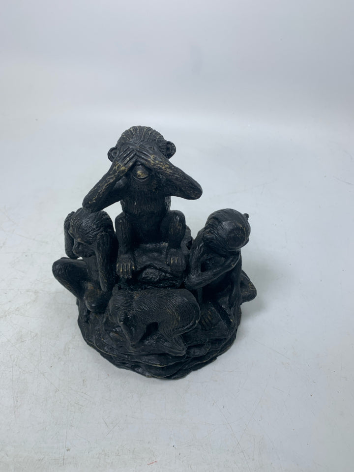 RESIN MONKEYS SPEAK,EAR,SEE NO EVIL.