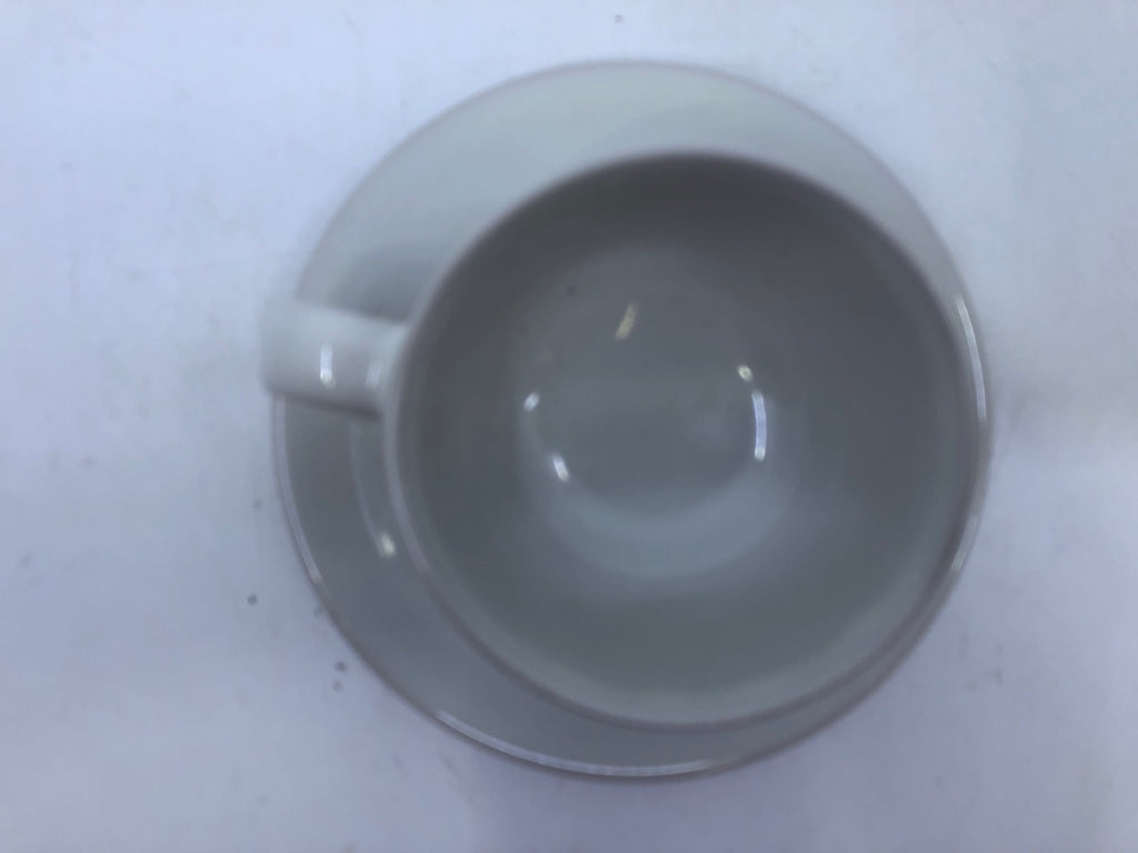 8PC IKEA WHITE TEACUP AND SAUCER SET.