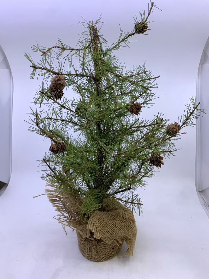PINECONE FAUX TREE W BURLAP.