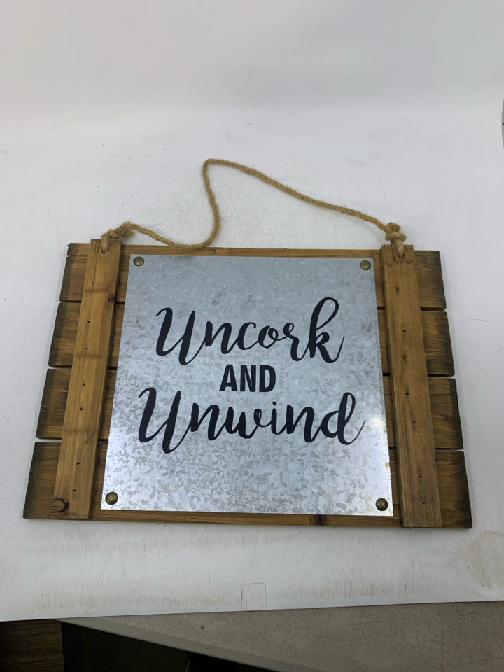 WOOD/GALVANIZED UNCORK & UNWIND.
