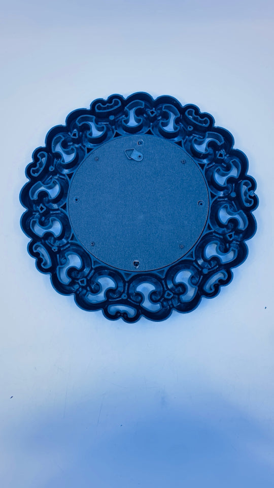 BLACK GOLD ACCENT SCROLL MIRROR.