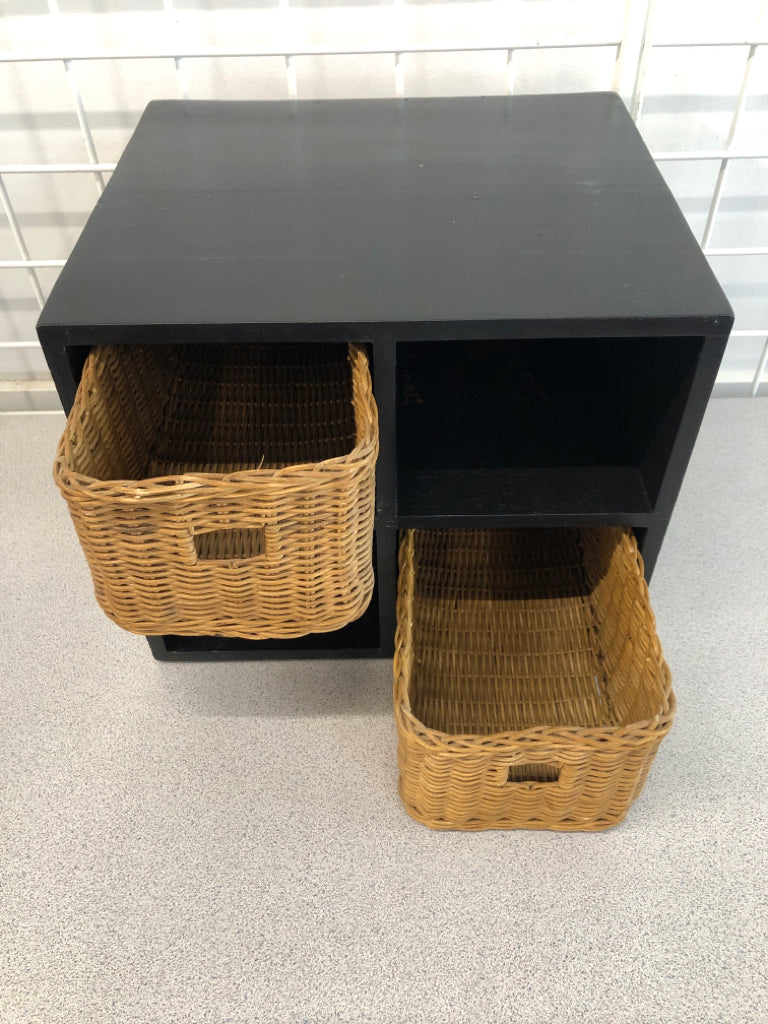 4-CUBBY BLACK ORGANIZER W/2 BINS.