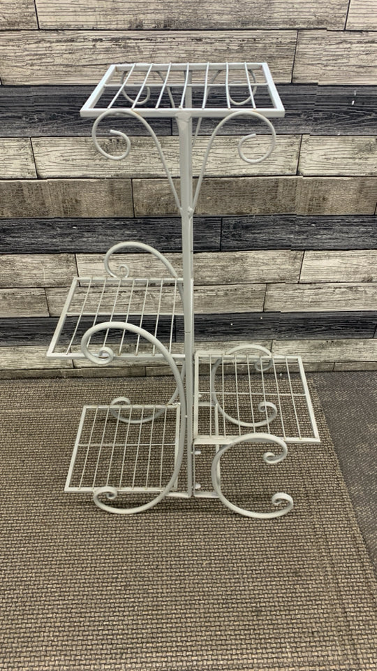 GREY METAL 4TIER PLANT STAND.
