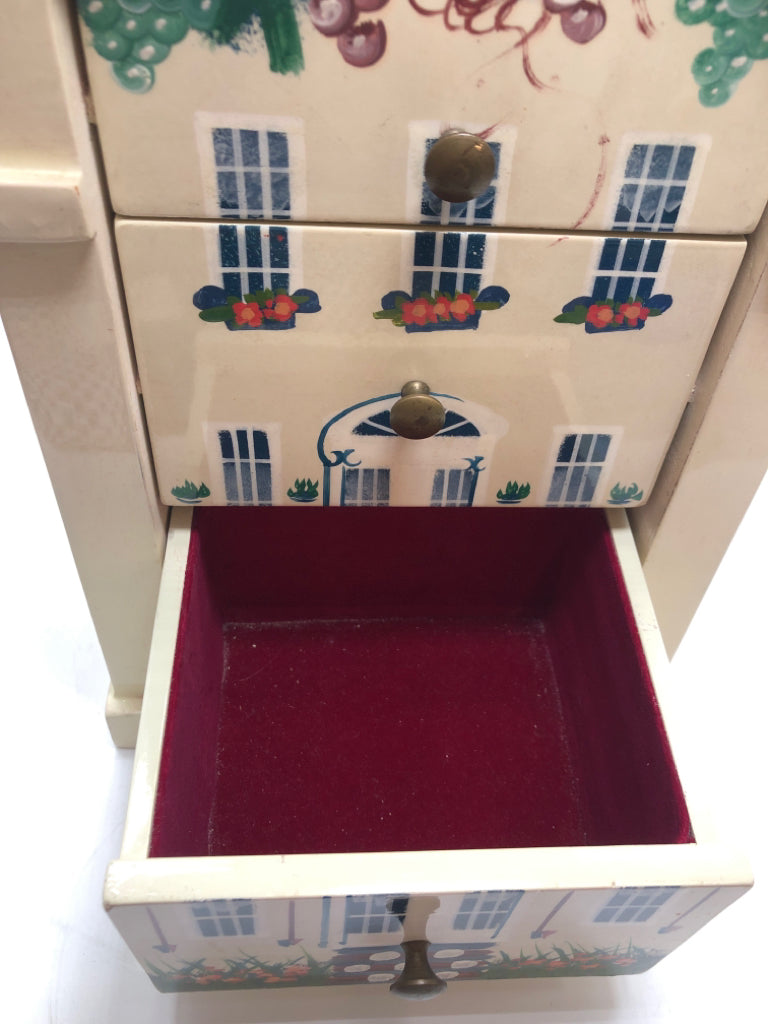 HOUSE PAINTED JEWELRY BOX.
