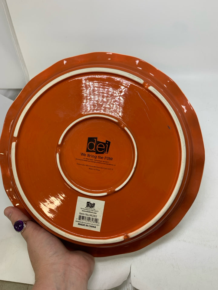 DEI " THE BEST PUMPKIN PIE" RECIPE FLUTED PIE PLATE HEAVY.