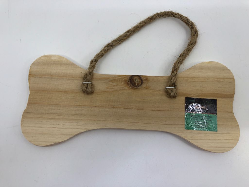 WOOD DOG BONE UNFINISHED SIGN DECOR.