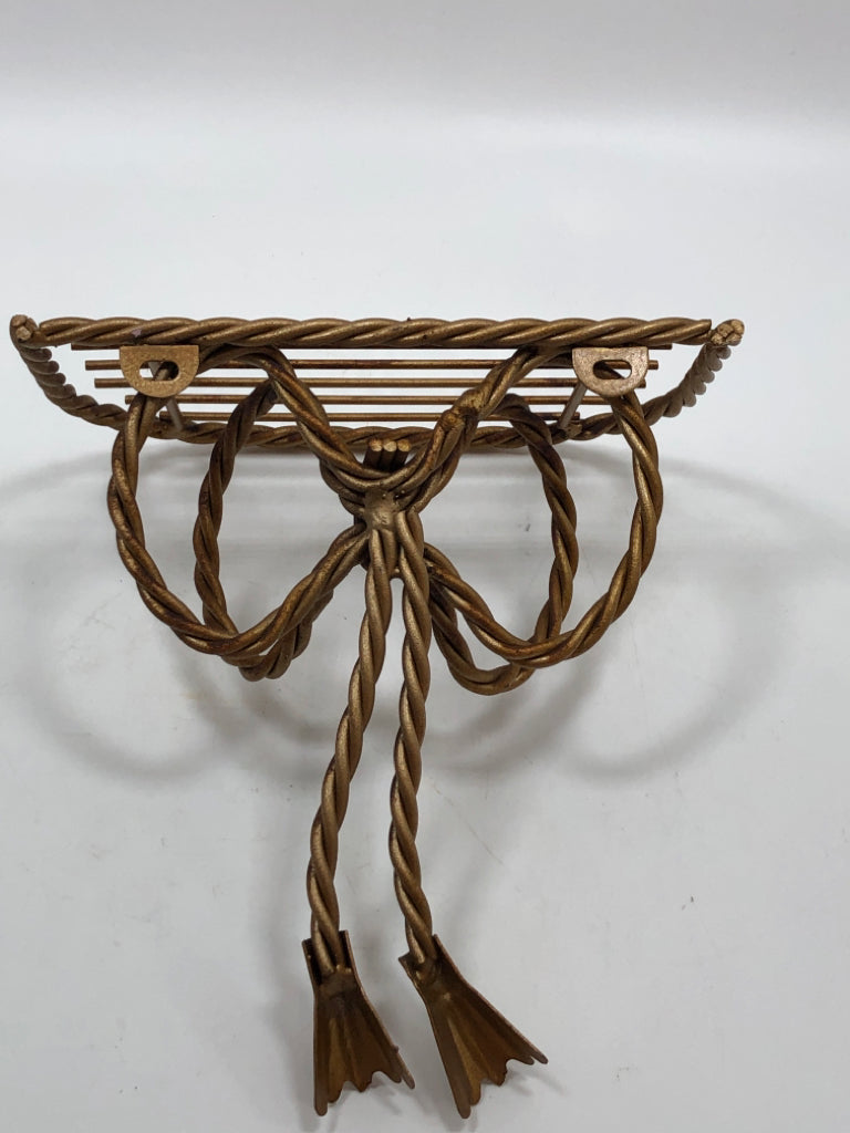 2 GOLD METAL BOW MINI SHELVES.