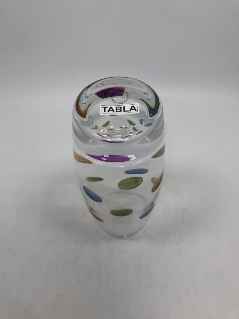 4 NIB POLKA DOT HIGH BALL GLASSES.