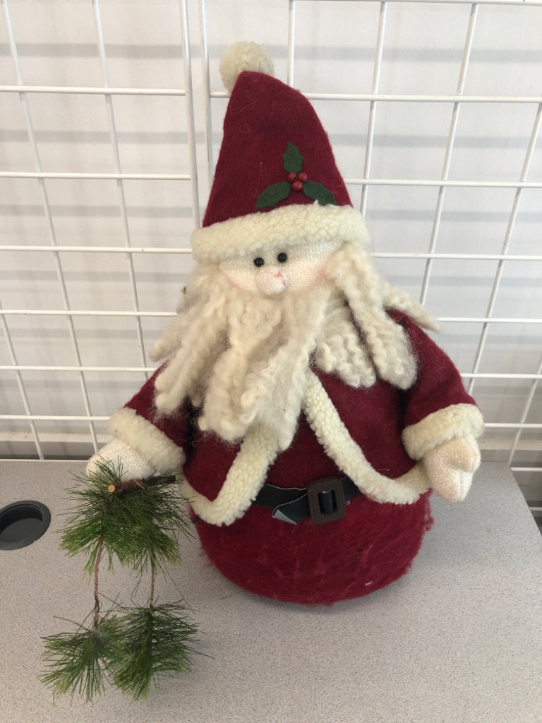 PLUSH SANTA W/PINE BRANCH DECOR.
