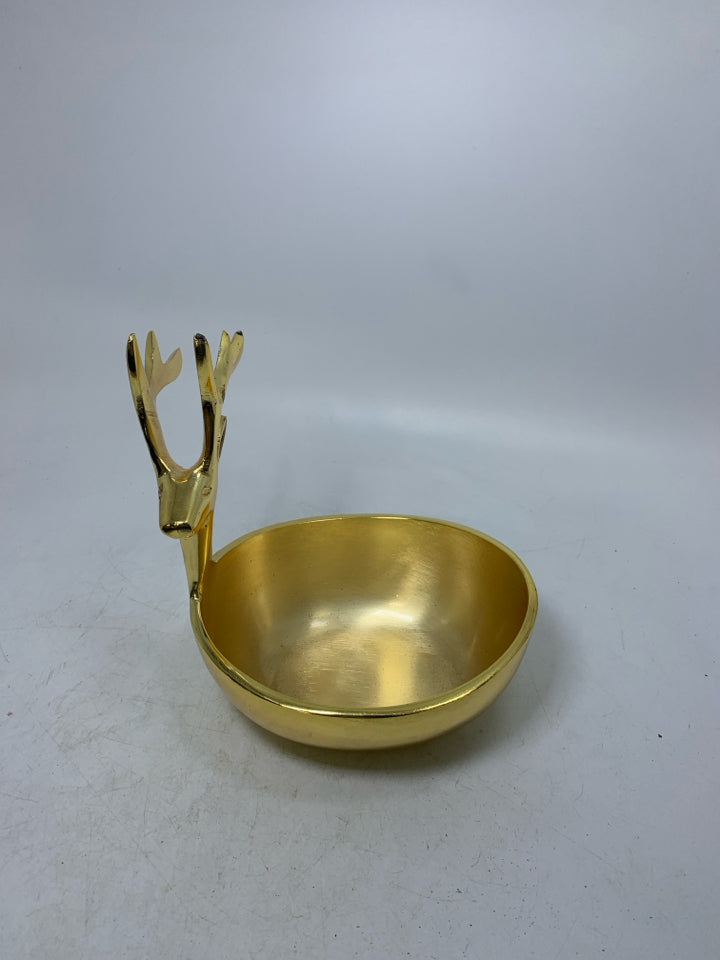 GOLD METAL REINDEER BOWL.