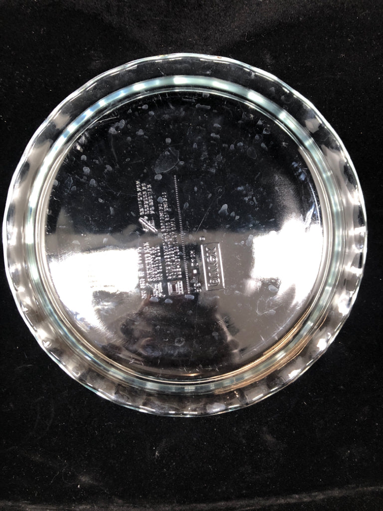 BLUE TINTED GLASS PYREX PIE DISH.