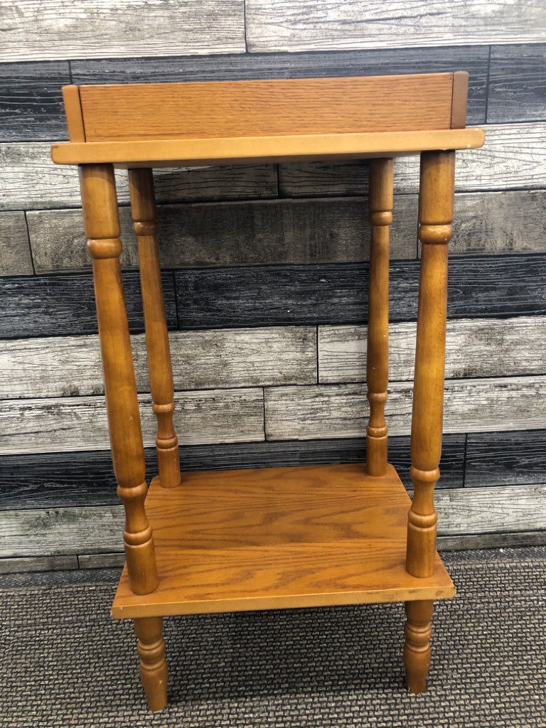 VTG SPINDLE LEG 2 SHELF SIDE TABLE.