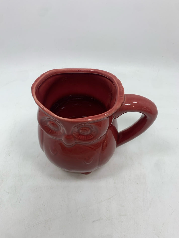 OWL RED CERAMIC PITCHER.