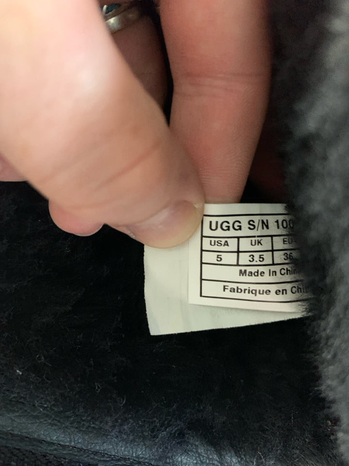 UGG Black Classic Short Rock Zip Up Boots W/ Plaid Trim