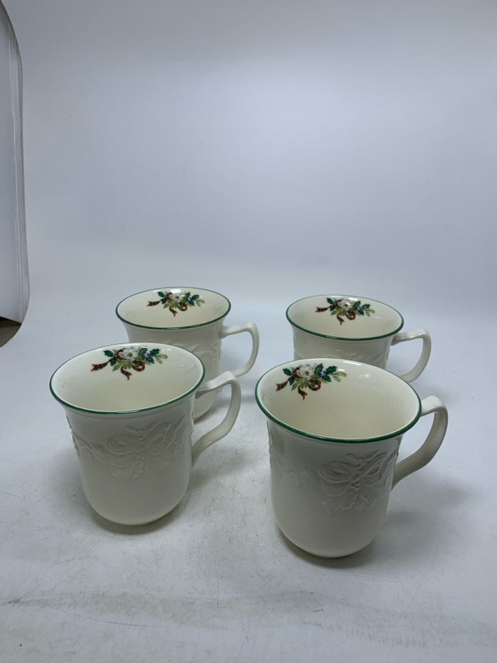 4 MIKASA HOLIDAY SEASON MUGS.