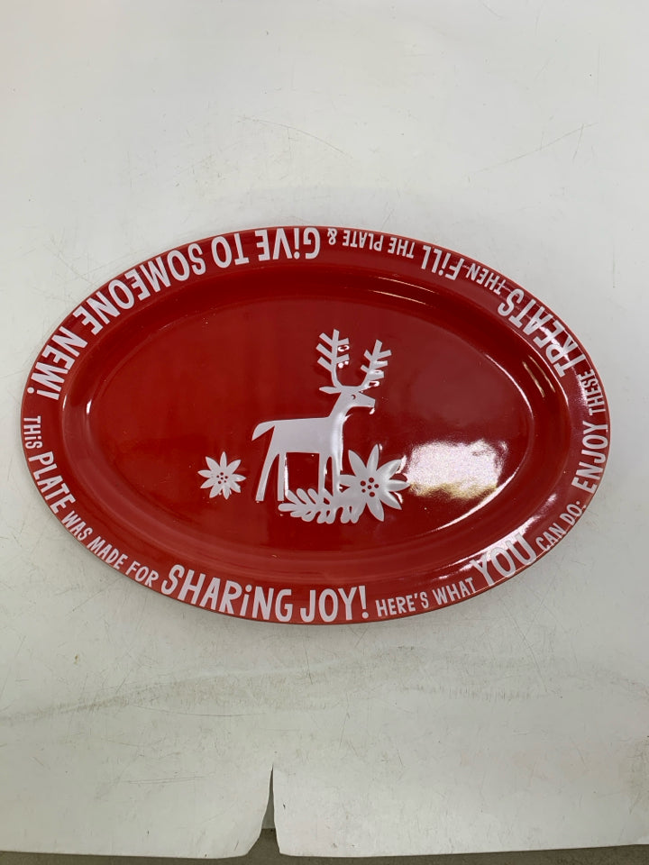 RED OVAL SCRIPT EDGE GIVING PLATE HALLMARK.