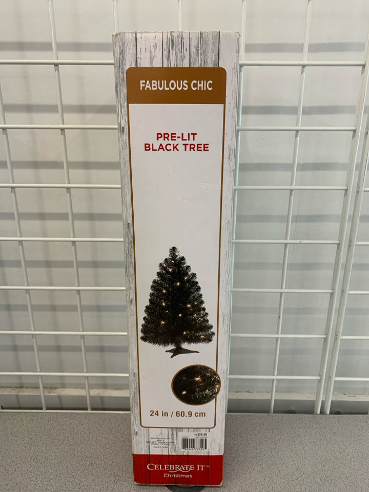 PRELIT BLACK XMAS TREE IN BOX.