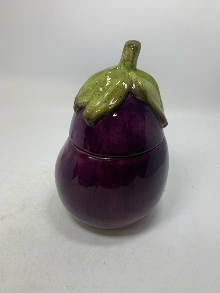 VTG CERAMIC EGGPLANT CANISTER.