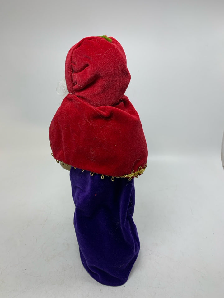 BYER'S CHOICE SANTA W/ PURPLE CLOAK HOLIDAY PLANTER CAROLER 2006.