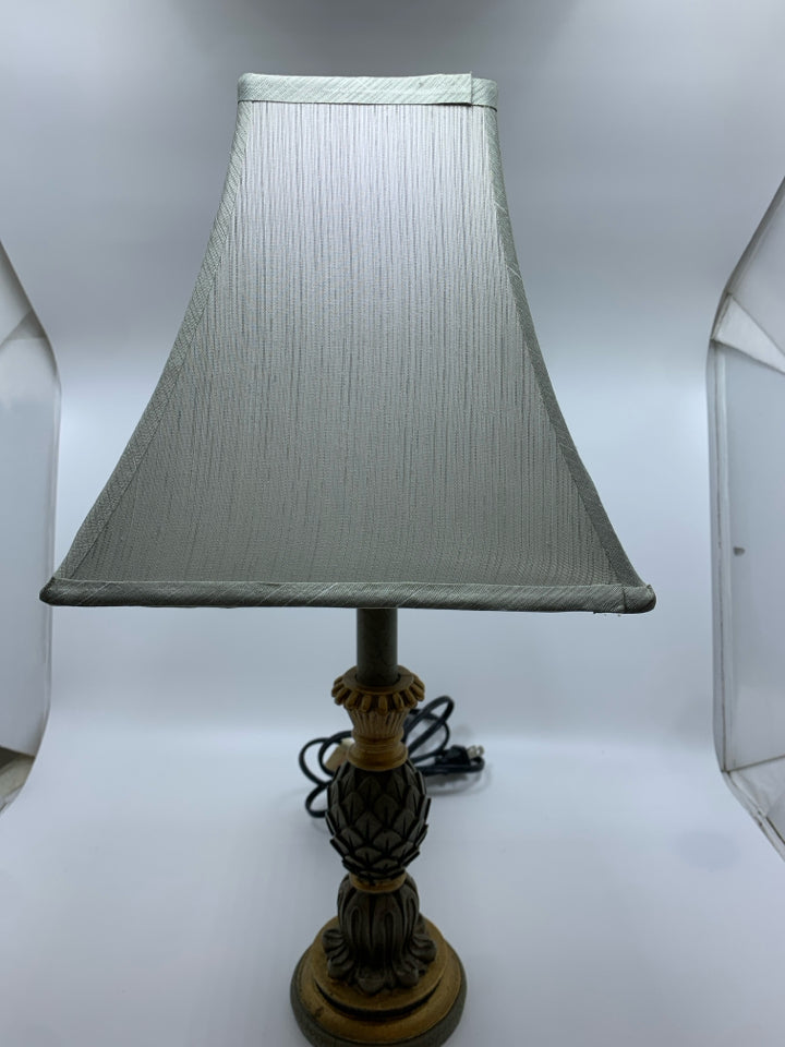 BLUE PINECONE DESIGN LAMP W/BLUE FLARE SHADE.