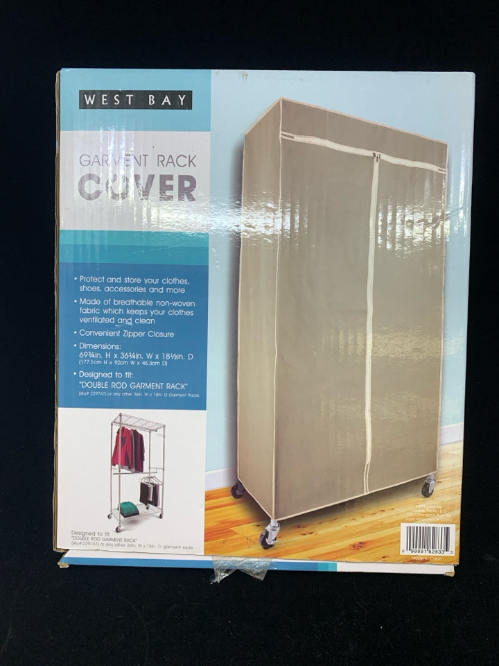 NIP GARMENT RACK COVER.