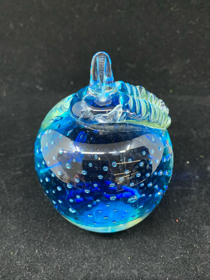 BLUE BUBBLE GLASS APPLE.