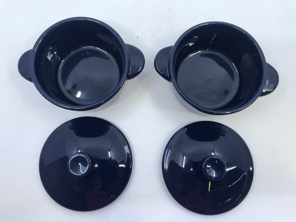2 DARK BLUE COVERED MINI CROCKS DENMARK.