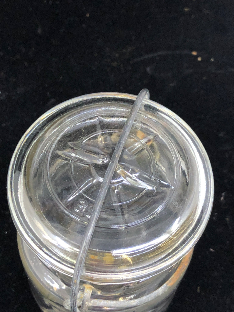 VTG BALL MASON JAR W METAL CLASP.