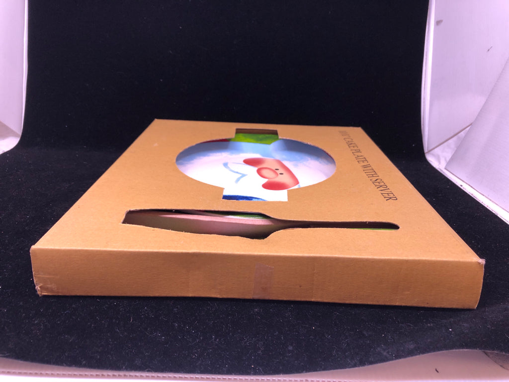 NIB SANTA FACE CAKE PLATE W/ SERVER.