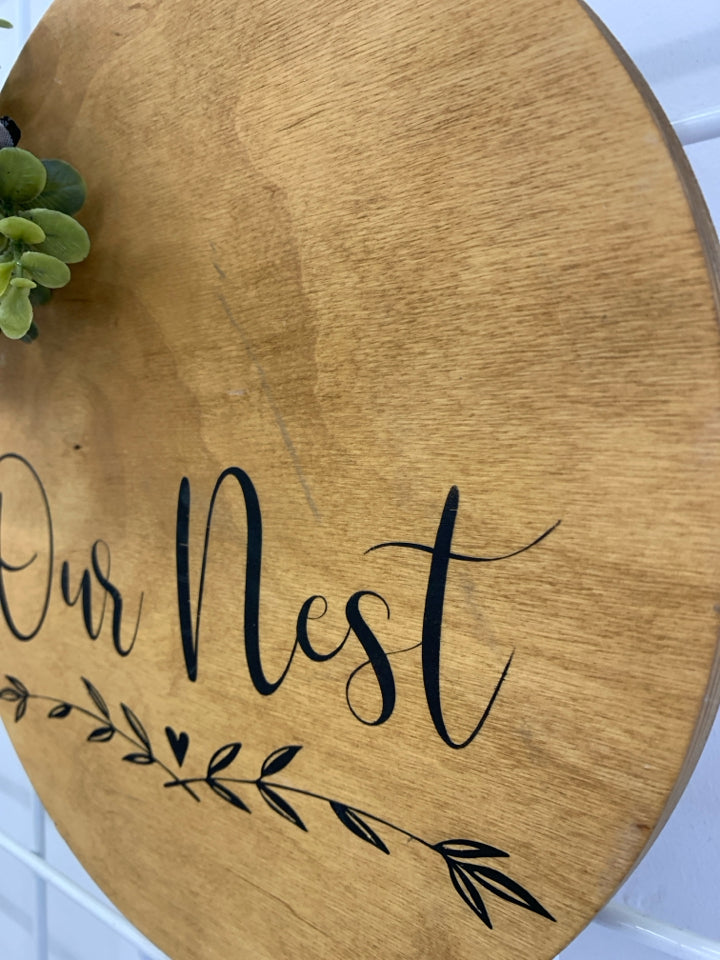 ROUND "OUR NEST" WALL HANGING BLACK.
