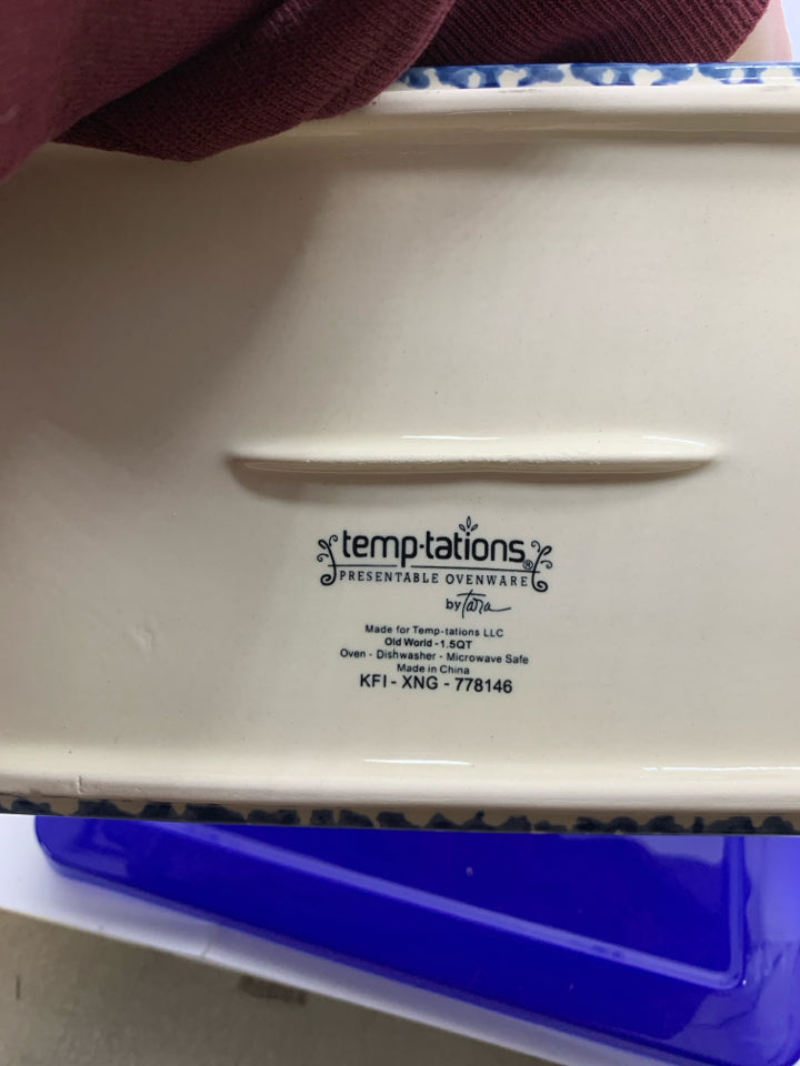 BLUE OLD WORLD LOAF PAN W/ WIRE RACK + LID.