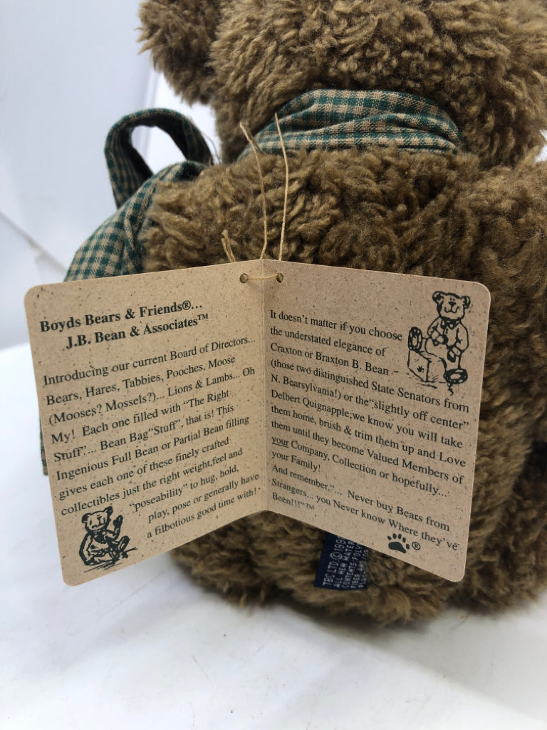 BOYDS BEAR BREWSTER T-BEAR HOLDING SNOWMAN.